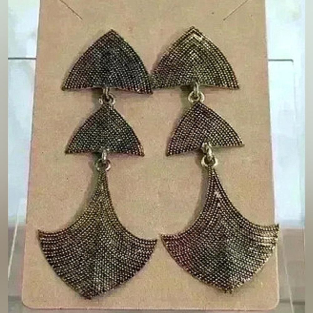 Black Boho Style Antique Finish Textured Drop Earrings